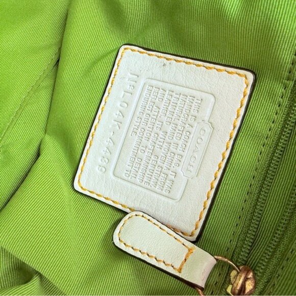 Vintage rare Coach Straw ladybug leaf tote bag purse rhinestone handbag summer - Picture 15 of 16